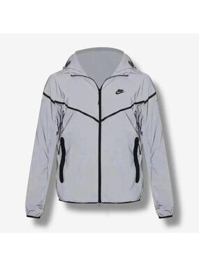 New Nike Tech Woven Reflective Jacket Silver Men's Size 2XL Full Zip FZ7585-035